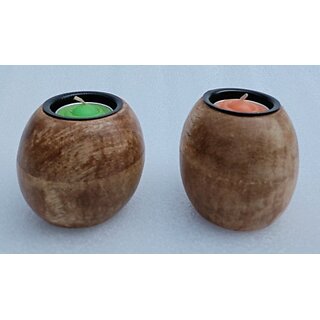 H3957 Wooden 1 - Cup Tealight Holder Set (Clear, Pack Of 1)