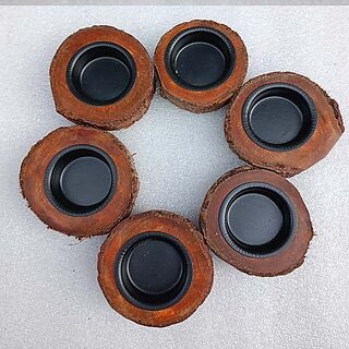 S3287 Wooden 1 - Cup Candle Holder Set (Brown, Pack Of 1)