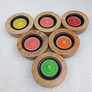 W3270 Wooden 1 - Cup Candle Holder Set (Gold, Pack Of 1)