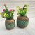 Onlinecraft Mango Wooden Flower Pot Set Of 3 Pc Big 6 ,Medium 5 , Small 4 Inch Height Wooden Vase (6 Inch, Green, Brown)