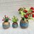 Onlinecraft Mango Wooden Flower Pot Set Of 3 Pc Big 6 ,Medium 5 , Small 4 Inch Height Wooden Vase (6 Inch, Blue, Brown)