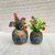 Onlinecraft Mango Wooden Flower Pot Set Of 3 Pc Big 6 ,Medium 5 , Small 4 Inch Height Wooden Vase (6 Inch, Blue, Brown)