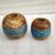 Onlinecraft Mango Wooden Flower Pot Set Of 3 Pc Big 6 ,Medium 5 , Small 4 Inch Height Wooden Vase (6 Inch, Blue, Brown)