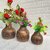 Onlinecraft Mango Wooden Flower Pot Set Of 3 Pc Big 6 ,Medium 5 , Small 4 Inch Height Wooden Vase (6 Inch, Brown, Brown)