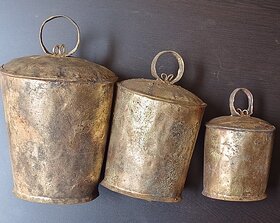Onlinecraft Gold Cow Bell 3 Piece Pack Of 3 Iron Cow Bell (Gold, Pack Of 1)