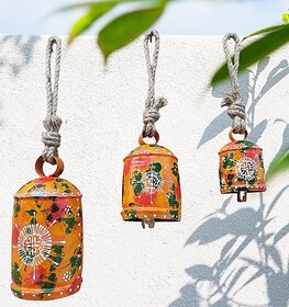 Onlinecrafts Iron Cow Bell Iron, Wooden Cow Bell (Orange)