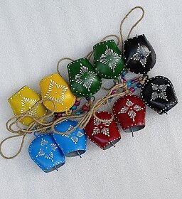 Onlinecraft Multi Color Cow Bell 3 Inch 10 Piece Iron Cow Bell (Multicolor, Pack Of 1)