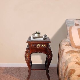 Onlinecrafts Wooden Stool (1764) Multi Button Stool Stool (Red, Diy(Do-It-Yourself))