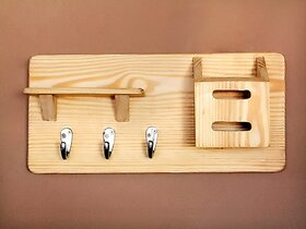 Onlinecrafts Wood Key Holder (4 Hooks, Yellow)