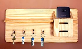 Onlinecrafts Key Holder Wood Key Holder (4 Hooks, Yellow)