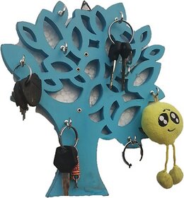 Onlinecraft Ch2706 Wooden Wall Key Holder 8 Hooks ( Blue) Wood Key Holder (8 Hooks, Blue)