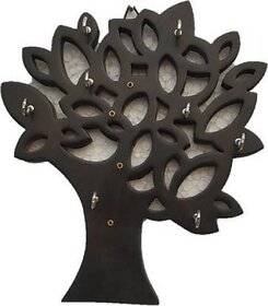 Wood Key Holder (8 Hooks, Black)