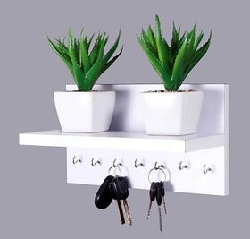 Key Holder ( White ) Ch2403 Wood Key Holder (7 Hooks, White)