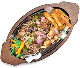 Onlinecraft Wooden Hot Pizza Serving Platter Ch Piza Plate 257 Pizza Tray (Microwave Safe)