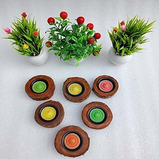 F3287 Wooden 1 - Cup Tealight Holder Set (Brown, Pack Of 1)
