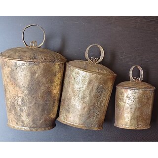 Onlinecraft Gold Cow Bell 3 Piece Pack Of 3 Iron Cow Bell (Gold, Pack Of 1)