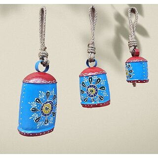 Onlinecrafts Iron Cow Bell Iron, Wooden Cow Bell (Blue)