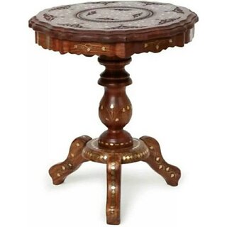 Onlinecrafts Wooden Table Pillar Wali Sheesom Stool (Brown, Ready)