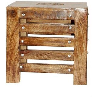 Onlinecrafts Wooden Stool (1182) Stool (Brown, Ready)