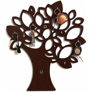 Onlinecrafts Decorative Wooden Wall Key Holder ( 8 Hooks Brown) Wood Key Holder (8 Hooks, Brown)
