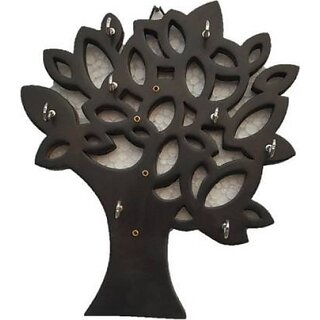 Wood Key Holder (8 Hooks, Black)