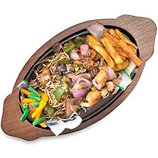 Onlinecraft Wooden Hot Pizza Serving Platter Ch Piza Plate 257 Pizza Tray (Microwave Safe)