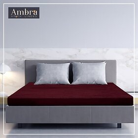 Ambra Linens Elastic Strap King Size Waterproof Mattress Cover (Maroon)
