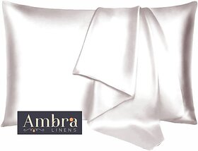 Ambra Linens Plain Pillows Cover  (Pack of 2, 40 cm*70 cm, Ivory)