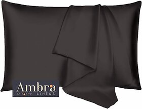 Ambra Linens Plain Pillows Cover  (Pack of 2, 40 cm*70 cm, Grey)