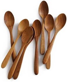 Onlinecraft Ch2926 8 Wali Chammach (Brown) Wooden Table Spoon Set (Pack Of 8)