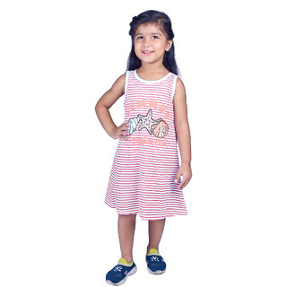 Kid Kupboard Cotton Girls A-Line Frock, Multicolor, Sleeveless, Crew Neck, 5-6 Years KIDS5640