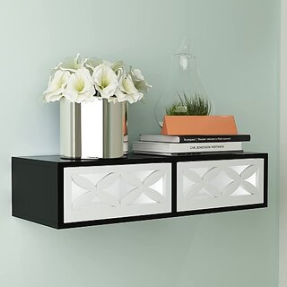 Onlinecraft Wooden Wall Self Wooden Wall Shelf (Number Of Shelves - 1, Black, White)