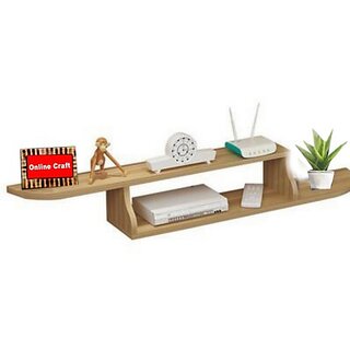 Onlinecrafts Wooden Set Top Box Stand (Brown) Ch2477 Wooden Wall Shelf (Number Of Shelves - 2, Brown)