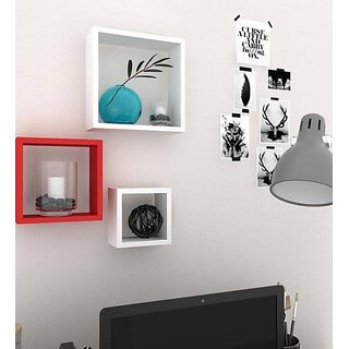 Onlinecraft Wooden Book Rack Shelf Wooden Wall Shelf (Number Of Shelves - 3, Multicolor)