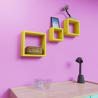 Onlinecrafts Wooden Wall Shelf Wooden Wall Shelf (Number Of Shelves - 3, Yellow)