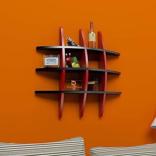 Onlinecraft Room Wall Decor Wooden Wall Shelf (Number Of Shelves - 12, Multicolor)