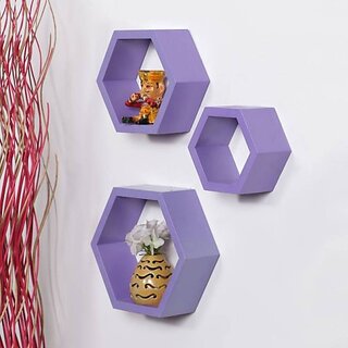 Onlinecracts Wooden Wall Decor Wooden Wall Shelf (Number Of Shelves - 3, Pink)