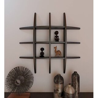 Onlinecraft Wooden Wall Decor Wooden Wall Shelf (Number Of Shelves - 12, Brown)