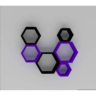 Onlinecraft Bedroom Wall Decor Wooden Wall Shelf (Number Of Shelves - 6, Black)