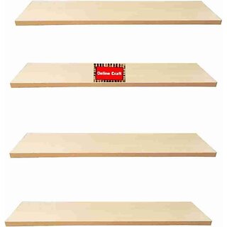 Onlinecrafts Wooden Wall Shelf Wooden Wall Shelf (Number Of Shelves - 4, Yellow)