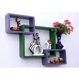 Onlinecraft Ch2763 Wooden Wall Shelf Wooden Wall Shelf (Number Of Shelves - 3, Purple, Green)