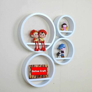 Onlinecraft Ch12527 Wooden Wall Shelf Round Wala Wooden Wall Shelf (Number Of Shelves - 4, Pink)