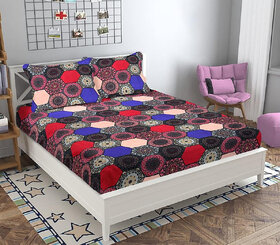 UnV Classical Printed Double Size Bedsheet With Pillow Covers (EZ-05)