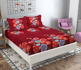 UnV Classical Printed Double Size Bedsheet With Pillow Covers (EZ-06)