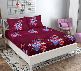 UnV Classical Printed Double Size Bedsheet With Pillow Covers (EZ-07)