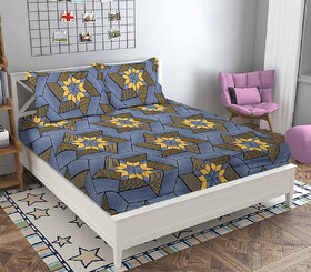 UnV Classical Printed Double Size Bedsheet With Pillow Covers (EZ-08)