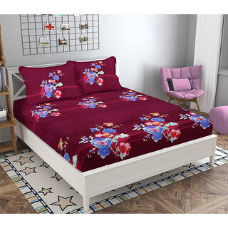 UnV Classical Printed Double Size Bedsheet With Pillow Covers (EZ-07)