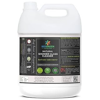 Beegreen Natural Shower Glass Cleaner- 5 L | 100% Natural And Plant based Ingredients | Non Toxic | Chemical Free | Alcohol And Sulphates Free | Family Safe | Removal of Hard water stains