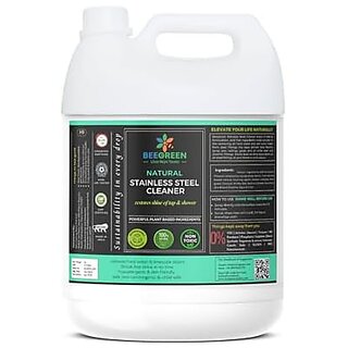 Beegreen Stainless Steel Cleaner - 5L | Removal of Lime Scale| 100% Natural And Plant based Ingredients | Non Toxic | Chemical Free | Alcohol And Sulphates Free | Family Safe