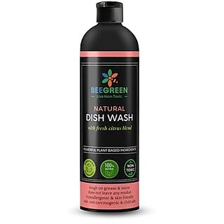 Beegreen Natural Dish Wash Liquid Soap- 500 ml | Eco-Friendly And Biodegradable |Safe For Sensitive Skin| 100% Natural And Plant based | Non Toxic | Chemical Free | Food Grade Ingredients